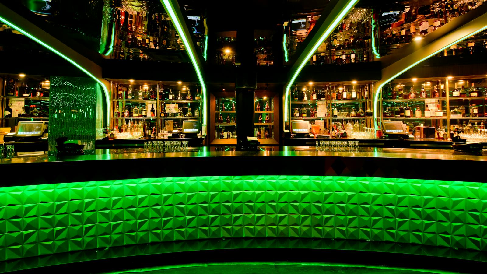 a close up of a bar with chairs
